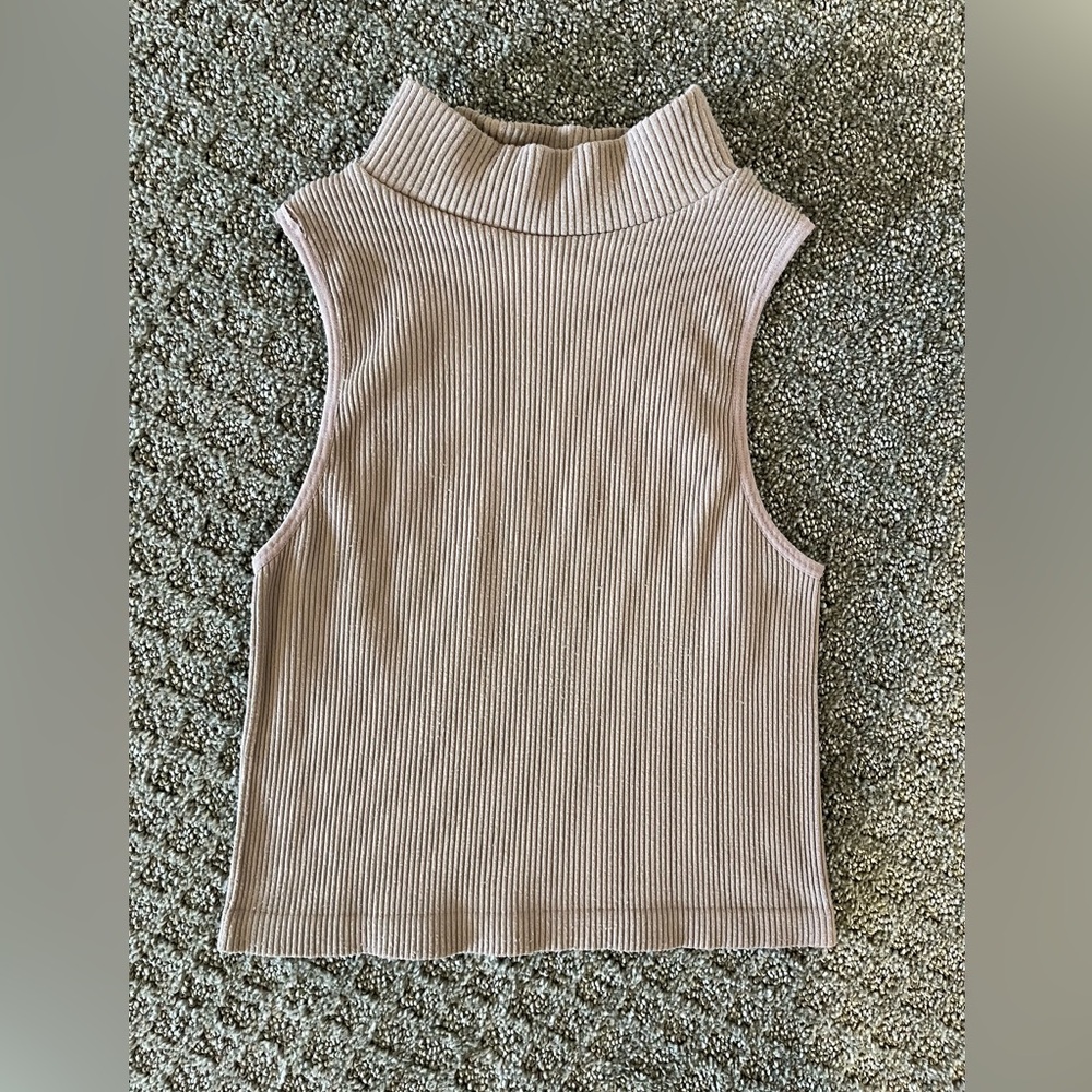 Sleeveless Ribbed Mock Neck crop top (purple color)